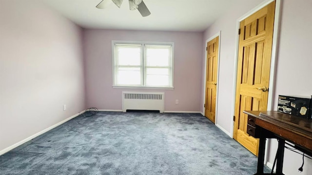 136-23 61st Rd, Flushing, NY 11367 - unfurnished bedroom featuring radiator heating unit, carpet flooring, baseboards, and a ceiling fan