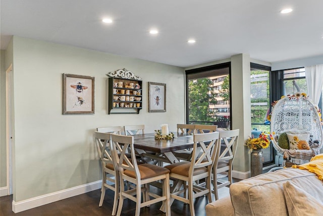 9-05 166th St Unit 4A, Beechhurst, NY 11357 - dining room with baseboards, recessed lighting, and dark wood finished floors