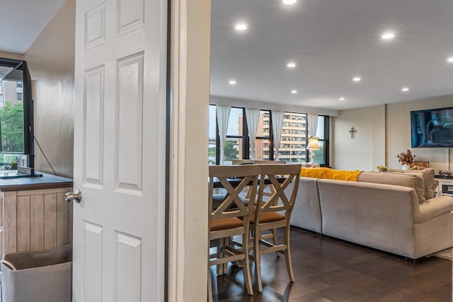 9-05 166th St Unit 4A, Beechhurst, NY 11357 - living area featuring recessed lighting and dark wood finished floors