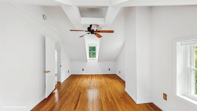 1002 Kitchawan Rd, Ossining, NY 10562 - additional living space with light wood-style flooring, lofted ceiling, and a ceiling fan