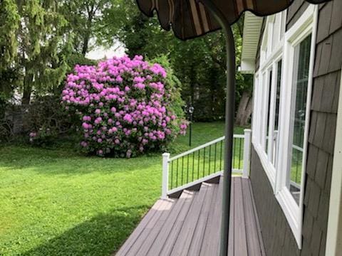 109 Dogwood Ln, Port Jefferson, NY 11777 - deck with a lawn