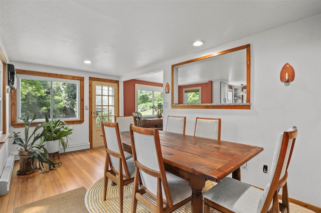 3841 Indian Hill Rd, Shrub Oak, NY 10588 - dining area with light wood-style floors, recessed lighting, and baseboard heating