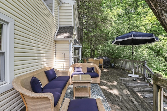 3841 Indian Hill Rd, Shrub Oak, NY 10588 - wooden deck featuring an outdoor hangout area