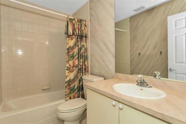 165 Country Club Dr, Commack, NY 11725 - bathroom featuring vanity, shower / bath combo with shower curtain, and toilet