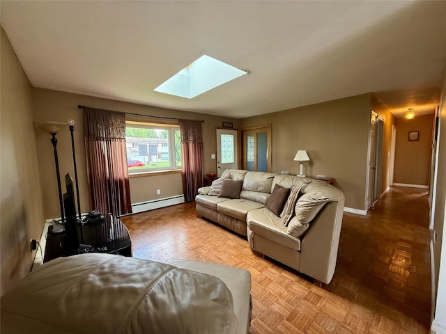 17 Wilson Rd, Brewster, NY 10509 - living area featuring a baseboard radiator and a skylight