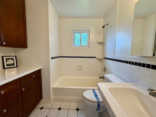 17 Wilson Rd, Brewster, NY 10509 - bathroom featuring shower / washtub combination, tile patterned floors, and tile walls