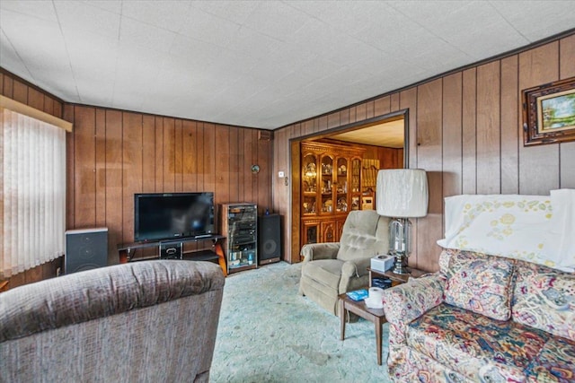 10364 52nd Ave, Flushing, NY 11368 - living area featuring carpet and wood walls