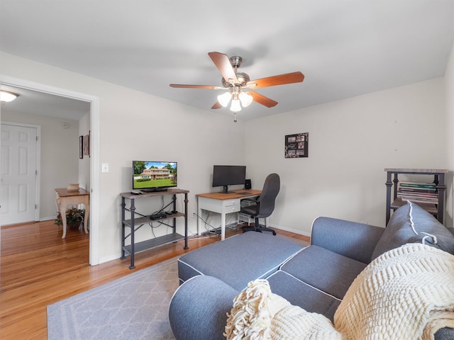 15 Tennyson Dr, Nanuet, NY 10954 - office space featuring a ceiling fan, wood finished floors, and baseboards