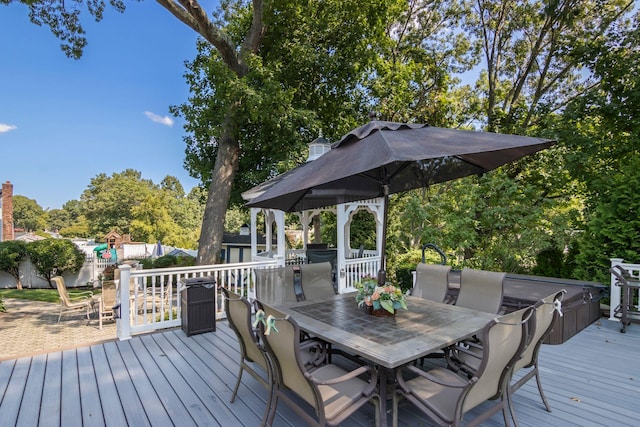 81 Brunswick Rd, Ronkonkoma, NY 11779 - wooden terrace featuring outdoor dining space