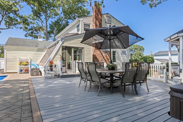 81 Brunswick Rd, Ronkonkoma, NY 11779 - wooden deck with outdoor dining space