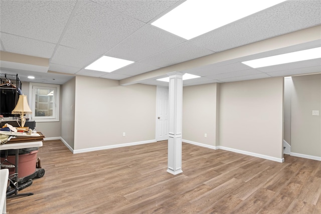 81 Brunswick Rd, Ronkonkoma, NY 11779 - finished basement featuring light wood-style flooring, baseboards, and a drop ceiling