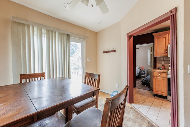 72 Parkway Blvd, Ronkonkoma, NY 11779 - dining space with a ceiling fan and light tile patterned floors