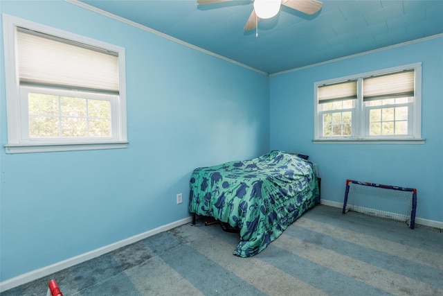72 Parkway Blvd, Ronkonkoma, NY 11779 - bedroom featuring carpet flooring, crown molding, and a ceiling fan