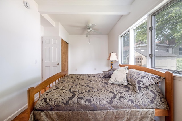 6 Beech Pl Unit 6, Bronx, NY 10465 - bedroom featuring multiple windows, a ceiling fan, and wood finished floors