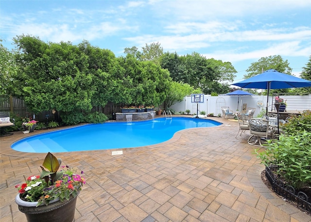 53 Admiral St, Port Jefferson Station, NY 11776 - view of pool featuring a fenced backyard and a patio