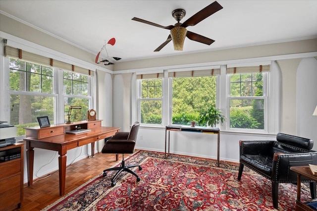 400 Manor Ridge Rd, Pelham, NY 10803 - office space featuring ornamental molding and a ceiling fan