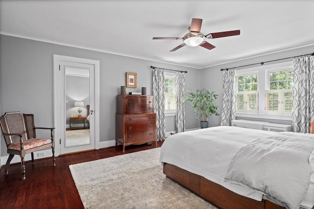400 Manor Ridge Rd, Pelham, NY 10803 - bedroom with multiple windows, crown molding, wood finished floors, and a ceiling fan