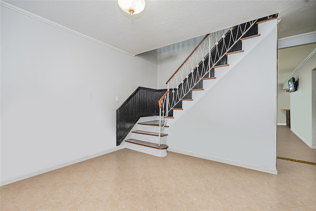15 Oliver Pl, Staten Island, NY 10314 - staircase featuring crown molding, baseboards, and tile patterned floors