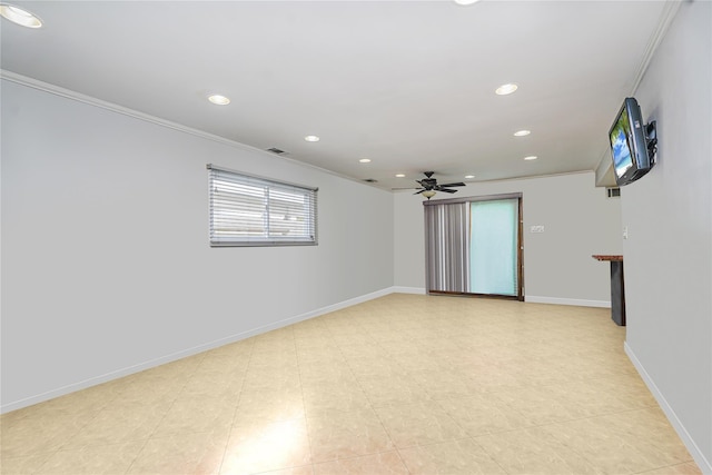 15 Oliver Pl, Staten Island, NY 10314 - unfurnished room with ornamental molding, recessed lighting, ceiling fan, and baseboards