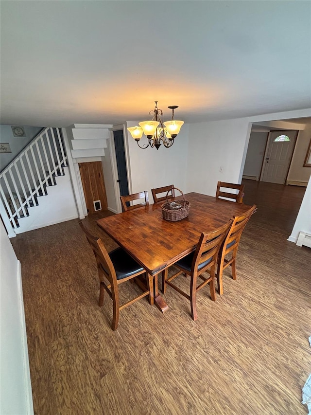 103 Continental Rd, Napanoch, NY 12458 - dining area featuring stairway, a chandelier, and wood finished floors
