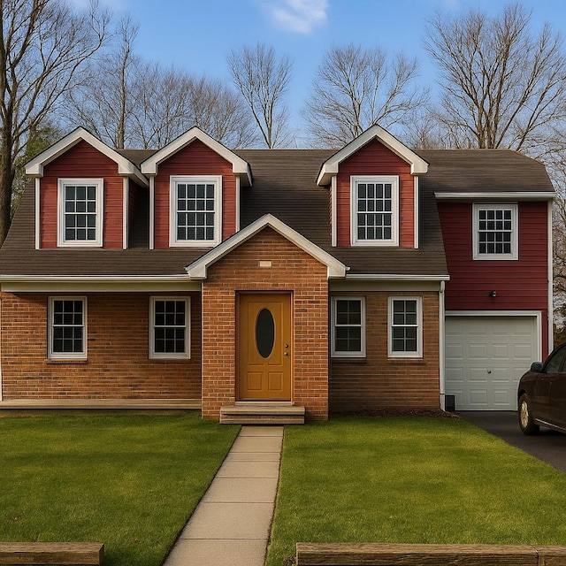 18 E Castle Ave, Spring Valley, NY 10977 - view of front of property with a front lawn, an attached garage, brick siding, and driveway