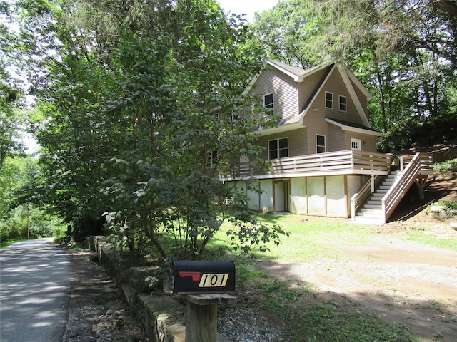 101 Bundy Hill Rd, Holmes, NY 12531 - view of front facade featuring stairs and a wooden deck