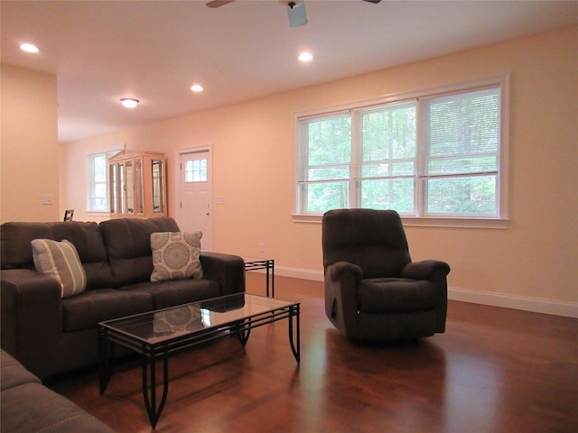 101 Bundy Hill Rd, Holmes, NY 12531 - living room featuring wood finished floors, recessed lighting, and ceiling fan