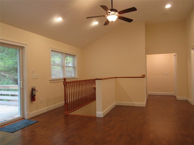 101 Bundy Hill Rd, Holmes, NY 12531 - foyer featuring wood finished floors, a ceiling fan, plenty of natural light, recessed lighting, and high vaulted ceiling