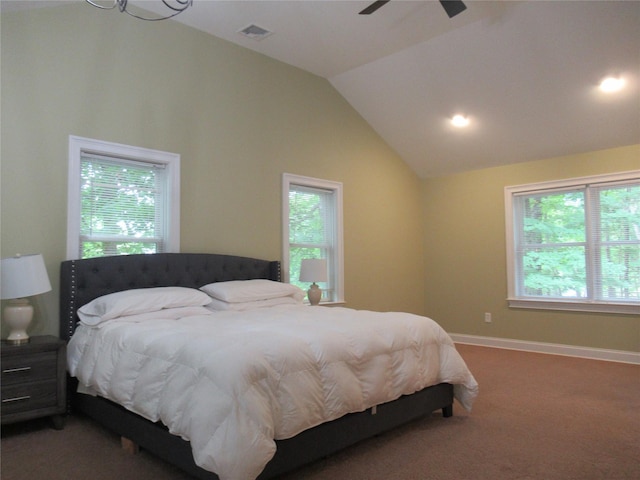 101 Bundy Hill Rd, Holmes, NY 12531 - carpeted bedroom featuring multiple windows, vaulted ceiling, and recessed lighting