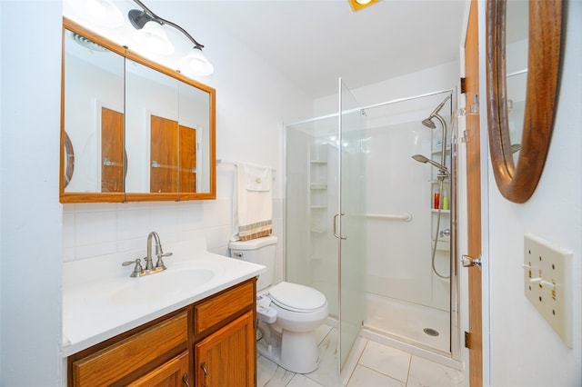 28 Amber Ct, Poughkeepsie, NY 12603 - bathroom with a stall shower, toilet, vanity, and backsplash