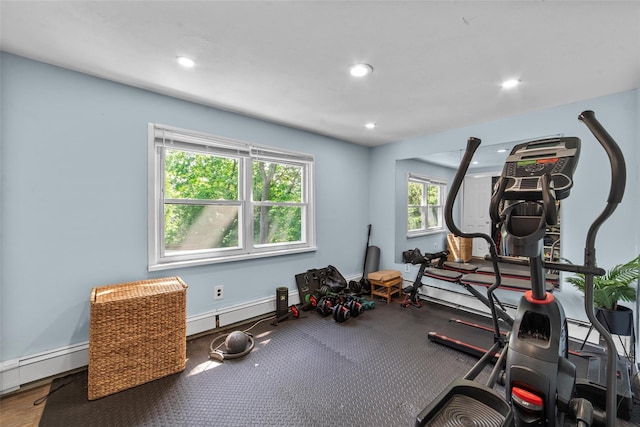 59 Oslo Dr, Yorktown Heights, NY 10598 - workout room with recessed lighting, a baseboard heating unit, and baseboards