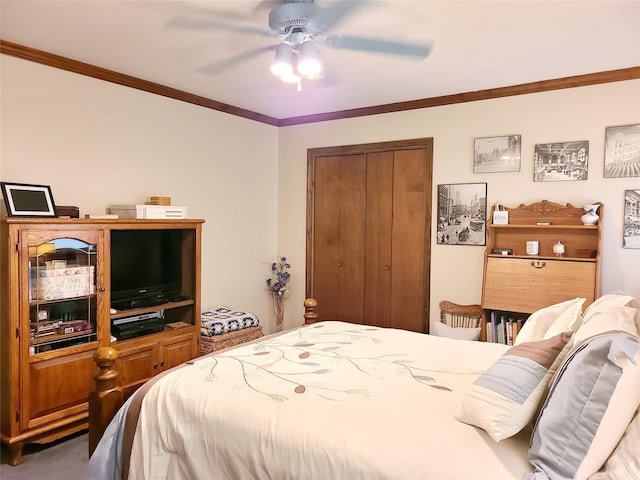 43 Last Rd, Montgomery, NY 10941 - bedroom with crown molding, a closet, and ceiling fan