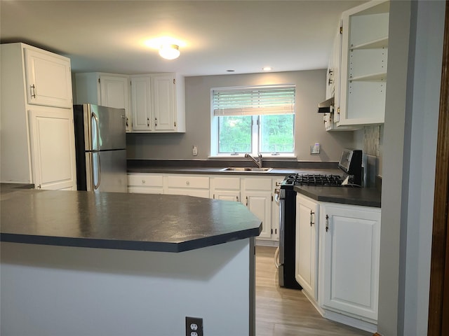 43 Last Rd, Montgomery, NY 10941 - kitchen featuring stainless steel appliances, dark countertops, white cabinets, exhaust hood, and recessed lighting