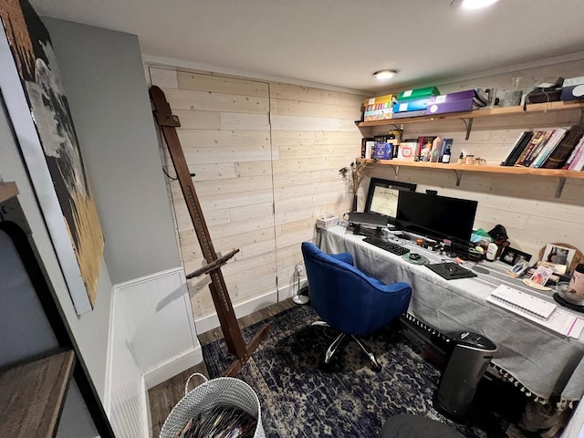 101 Oswego St, North Bellmore, NY 11710 - office area with wood walls and wood finished floors