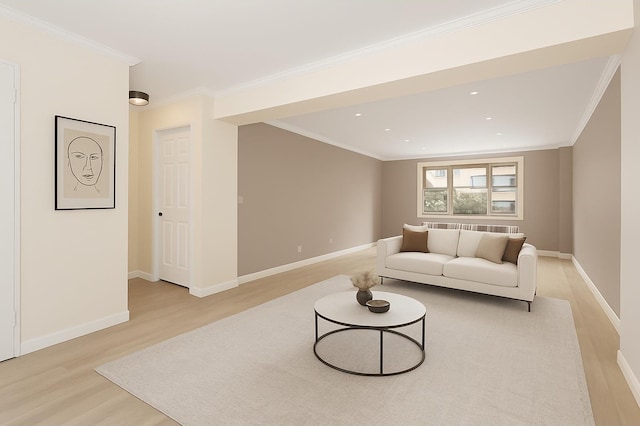 642 Locust St Unit 2D, Mount Vernon, NY 10552 - living room with light wood-style flooring, crown molding, baseboards, and recessed lighting