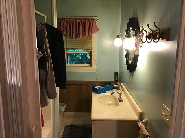1814 Rte 199, Stanfordville, NY 12581 - full bath with vanity, a bath, wainscoting, and a shower