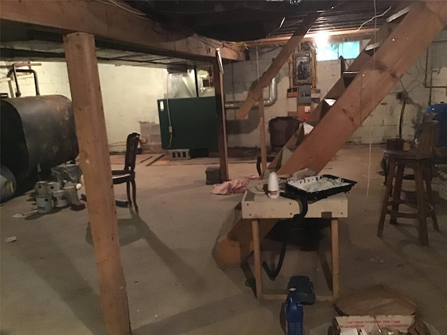 1814 Rte 199, Stanfordville, NY 12581 - unfinished below grade area with heating fuel, stairs, and heating unit