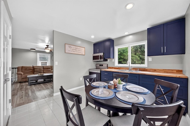 98 Greenhaven Rd, Poughquag, NY 12570 - dining room with a ceiling fan, recessed lighting, and light tile patterned floors
