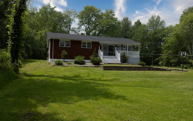 52 Old Chester Rd, Goshen, NY 10924 - ranch-style home with a porch and a front yard