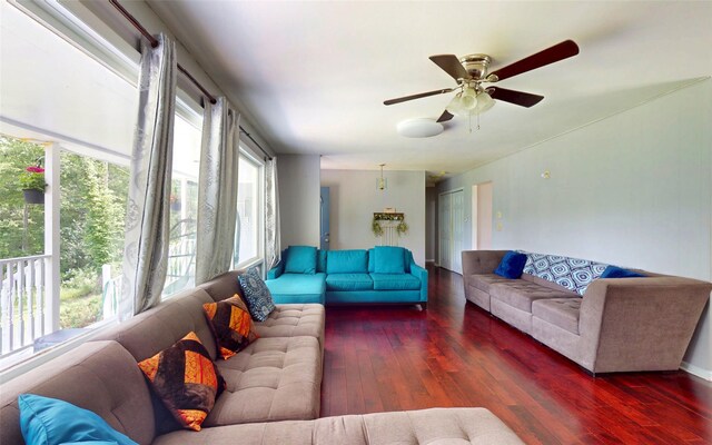 52 Old Chester Rd, Goshen, NY 10924 - living area with wood-type flooring and ceiling fan
