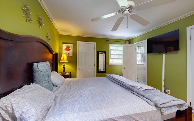52 Old Chester Rd, Goshen, NY 10924 - bedroom featuring ornamental molding and a ceiling fan