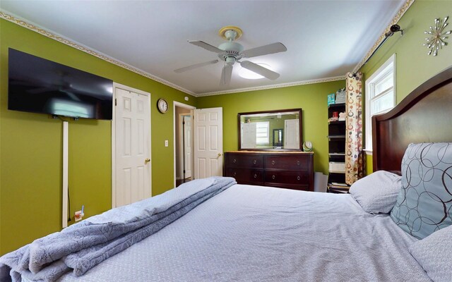 52 Old Chester Rd, Goshen, NY 10924 - bedroom with ornamental molding and ceiling fan