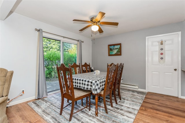 37 Old Mill Rd, Yorktown Heights, NY 10598 - dining space with light wood-type flooring, ceiling fan, and a baseboard radiator