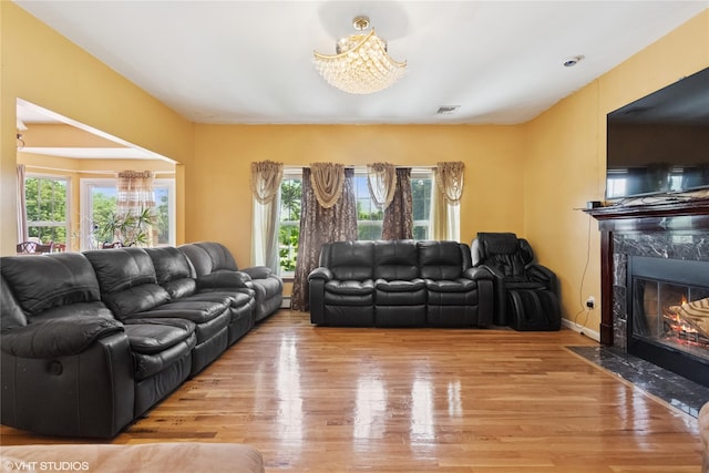 10 Wyllys Ct, Rock Tavern, NY 12575 - living room featuring wood finished floors, plenty of natural light, and a premium fireplace