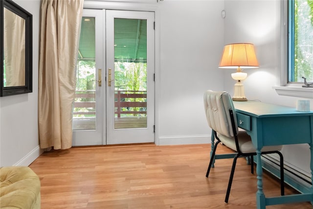 32 Overhill Rd, Yorktown Heights, NY 10598 - office with french doors, baseboards, light wood-style floors, and baseboard heating