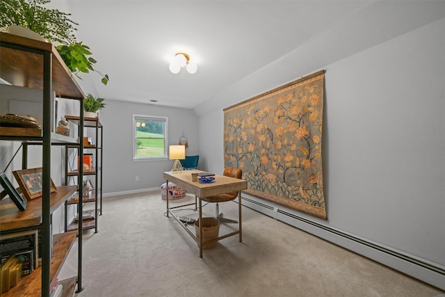 32 Woodcrest Ln, Goshen, NY 10924 - carpeted home office with a baseboard radiator and baseboards