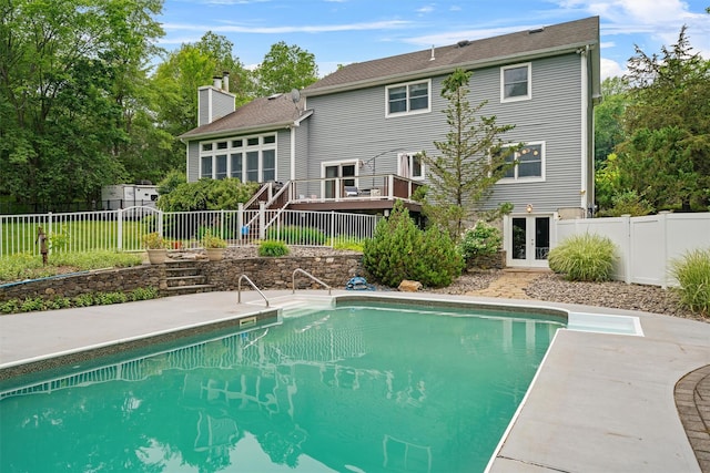 32 Woodcrest Ln, Goshen, NY 10924 - view of pool featuring french doors, a fenced backyard, and a patio
