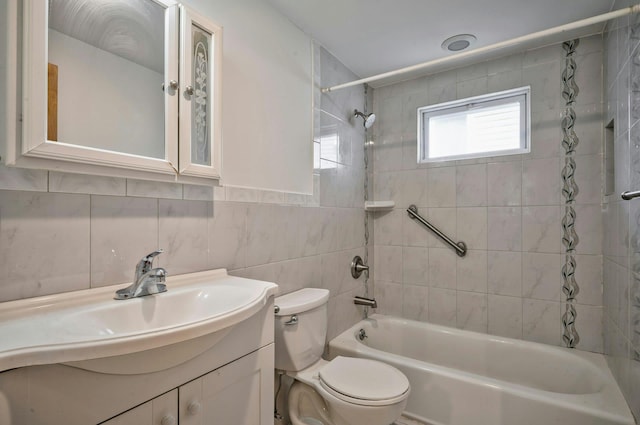 28 New Hampshire St, Long Beach, NY 11561 - full bathroom with toilet, shower / washtub combination, vanity, and tile walls