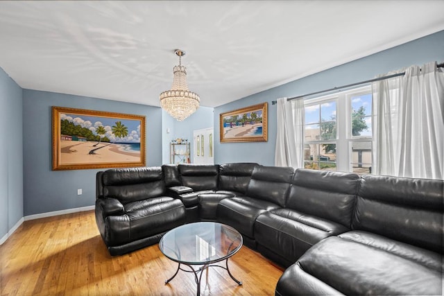 361 Locust Pl, Freeport, NY 11520 - living area featuring a chandelier and wood-type flooring