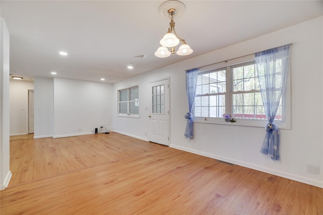 3 Chappell Pkwy, Middletown, NY 10940 - unfurnished room with light wood-style flooring, baseboards, a chandelier, and recessed lighting